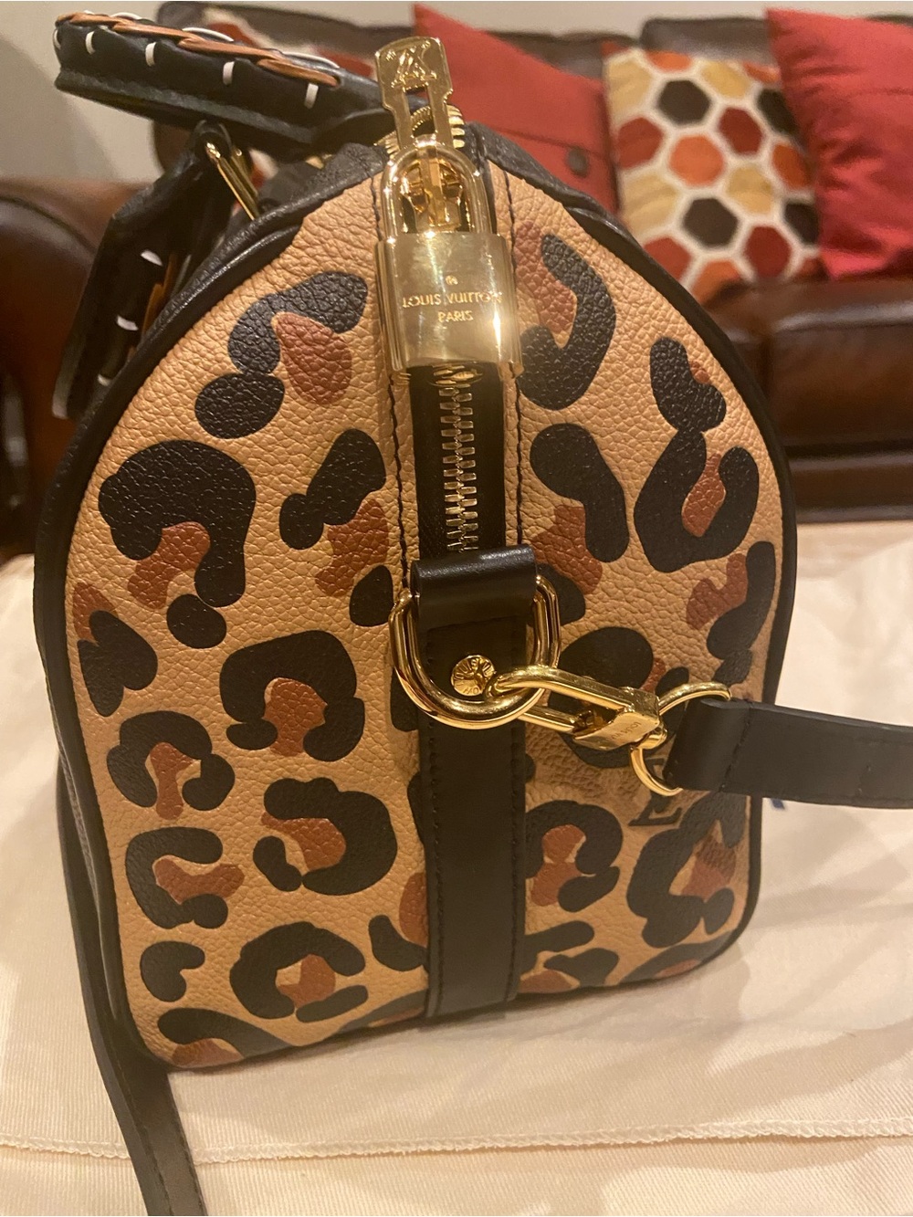 Louis Vuitton Wild at heart speedy 25 black leather and leopard satchel - Picture 6 of 6
